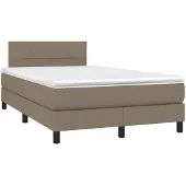 Syfax Cama box spring con colchón tela gris taupe 120x200 cm