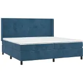Syfax Cama box spring con colchón terciopelo azul oscuro 200x200 cm