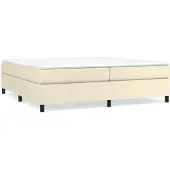 Syfax Cama box spring con colchón cuero sintético crema 200x200 cm