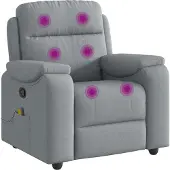 Syfax Sillón reclinable de masaje de tela gris claro