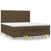 Syfax Cama box spring con colchón tela marrón oscuro 160x200 cm