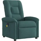 Syfax Sillón de masaje reclinable de tela verde oscuro