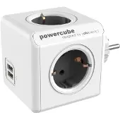 Allocacoc PowerCube Original USB, para uso interior, tipo F, conector tipo F (CEE 7/4), gris, blanco, CE, 4 tomas de corriente AC