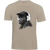 Cotton Prime Camiseta 'Monkey mit DJ-Kopfhörer' beige / antracita / blanco