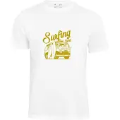 Cotton Prime Camiseta 'Surf Time Urlaub Meer Ozean' azafrán / blanco