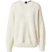 BOSS para mujer. 50550464 Jersey de cuello en pico en hilo italiano beige (M), Casual, Poliamida, outlet 2026.