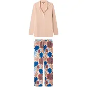 Gisela Pijama beige / añil / rosa claro / rojo anaranjado