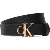 Calvin Klein Cinturón 'Pebble Grain Monogram Buckle' negro