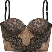 LASCANA Corset marrón / brocado / negro