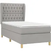 Syfax Cama box spring con colchón tela gris claro 100x200 cm