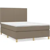 Syfax Cama box spring con colchón tela gris taupe 140x200 cm