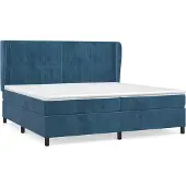Syfax Cama box spring con colchón terciopelo azul oscuro 200x200 cm