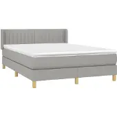 Syfax Cama box spring con colchón tela gris claro 140x190 cm