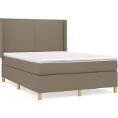 Syfax Cama box spring con colchón tela gris taupe 140x200 cm