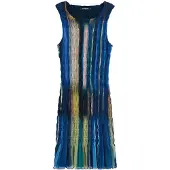 Desigual , VESTIDO PUNTO CUELLO CUADRADO, Poliester, Azul, S
