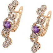 Faina Pendientes oro rosa / lila oscuro / transparente