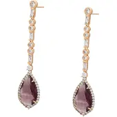 Faina Pendientes oro rosa / lila oscuro / transparente