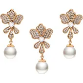 Gaya Pendientes oro rosa / blanco perla