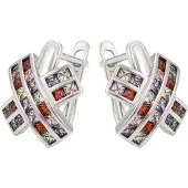 Faina Pendientes lila / rosa / rojo / plata