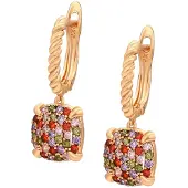 Faina Pendientes oro rosa / verde / lila / rojo