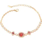 Faina Pulsera oro rosa / rojo claro / transparente