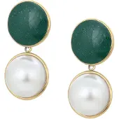 Gaya Pendientes oro / verde oscuro / blanco perla