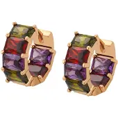 Gaya Pendientes oro / verde / lila / rojo rubí