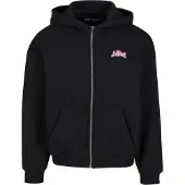 Lost Youth Sudadera con cremallera 'Responsibly Irresponsible' rosa / negro