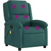 Syfax Sillón de masaje reclinable de tela verde oscuro