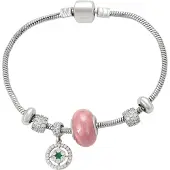 Faina Pulsera verde / rosa / plata / transparente