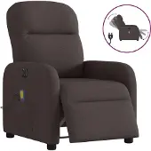 Syfax Sillón reclinable de masaje eléctrico tela marrón oscuro