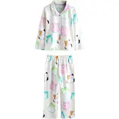 Next Pijama 'Squishmallow' ecru / verde claro / naranja / negro
