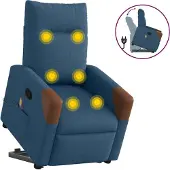 Syfax Sillón reclinable de masaje elevable tela azul