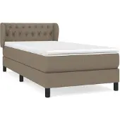 Syfax Cama box spring con colchón tela gris taupe 100x200 cm