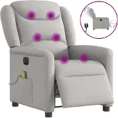Syfax Sillón reclinable de masaje eléctrico tela gris nube
