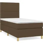 Syfax Cama box spring con colchón tela marrón oscuro 90x190 cm