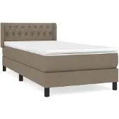 Syfax Cama box spring con colchón tela gris taupe 90x200 cm