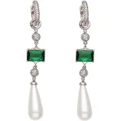NAEMI Pendientes verde / plata / transparente / blanco perla