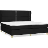 Syfax Cama box spring con colchón tela negro 200x200 cm