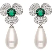 Faina Pendientes verde / transparente / blanco perla