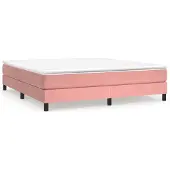Syfax Cama box spring con colchón terciopelo rosa 160x200 cm
