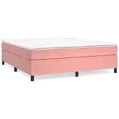Syfax Estructura de cama con somier terciopelo rosa 160x200 cm