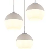 Globo Lámpara colgante Ragusa, Ø 42 cm, color arena/cromo, metal/cristal, 3 luces.