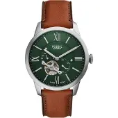Fossil Reloj analógico 'Townsman' marrón rojizo / esmeralda / plata