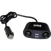 Eufab Enchufe doble EAL, 12 voltios, con cable