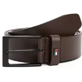 Tommy Hilfiger Cinturón 'Enamel Flag Rectangular Buckle' marrón oscuro