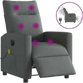 Syfax Sillón reclinable de masaje eléctrico tela gris oscuro