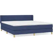 Syfax Cama box spring con colchón tela azul 180x200 cm