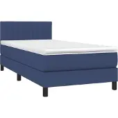 Syfax Cama box spring con colchón tela azul 80x200 cm