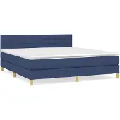 Syfax Cama box spring con colchón tela azul 180x200 cm
